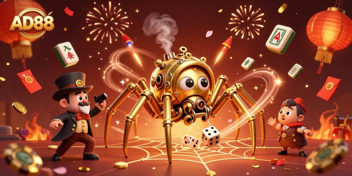 Experience thrilling gaming at AD88 with a dynamic scene featuring steampunk elements and vibrant casino action.