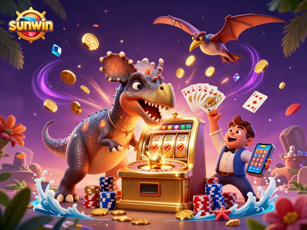 Sunwin players experience thrilling jackpot wins with animated casino characters in action.