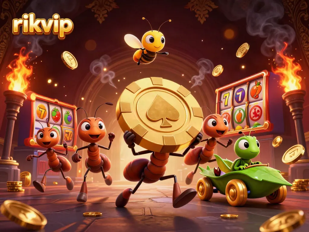Join the exciting action with rikvip as ants run a heist for a giant golden poker chip!