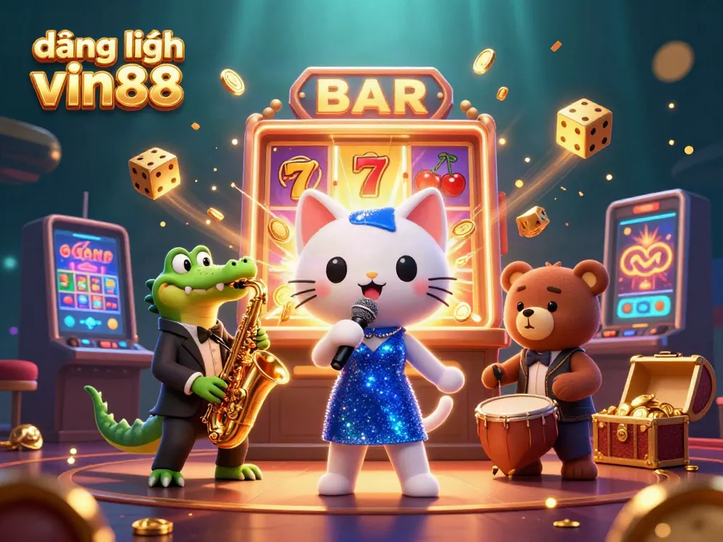 Experience the excitement of đăng nhập vin88 with engaging characters in a vibrant casino environment.