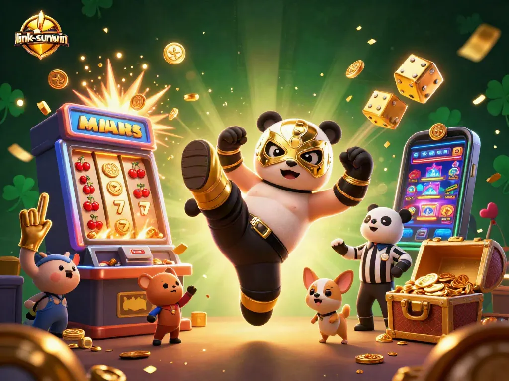 Experience thrilling wins at link-sunwin with playful 3D characters celebrating casino excitement.