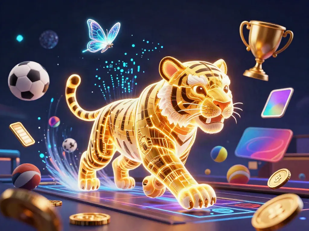 Experience the thrill of GO8 in a vibrant digital casino with dynamic sports action, shining trophies, and golden coins.